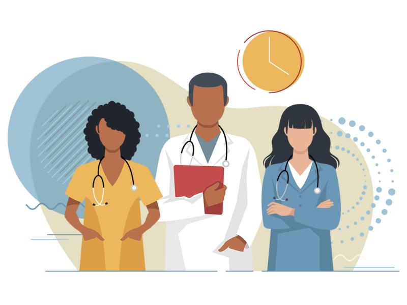 Three healthcare workers