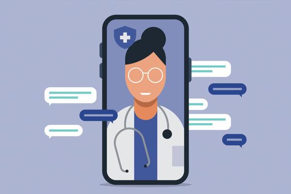 Illustration of telemedicine visit on smartphone