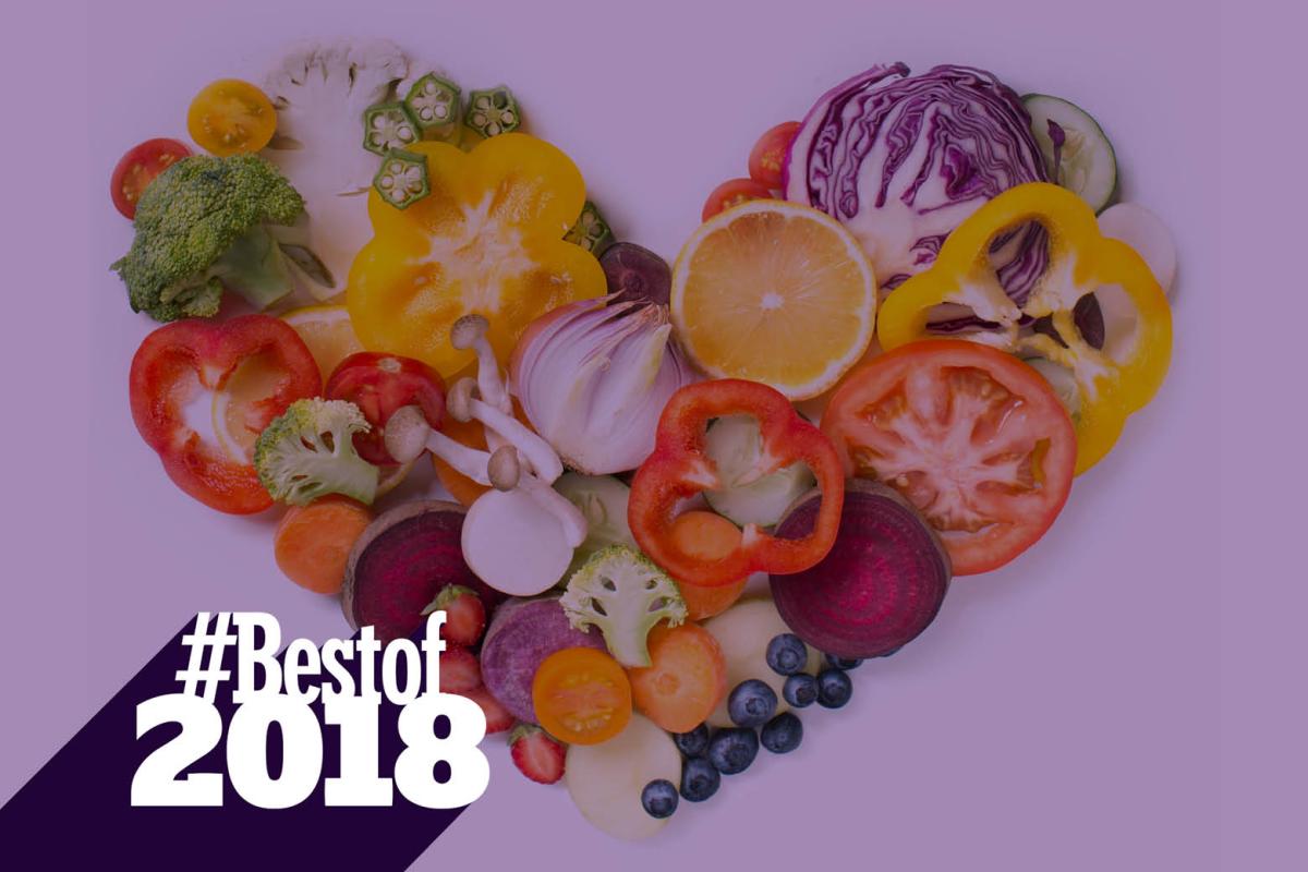 Collection of healthy food in the shape of a heart 