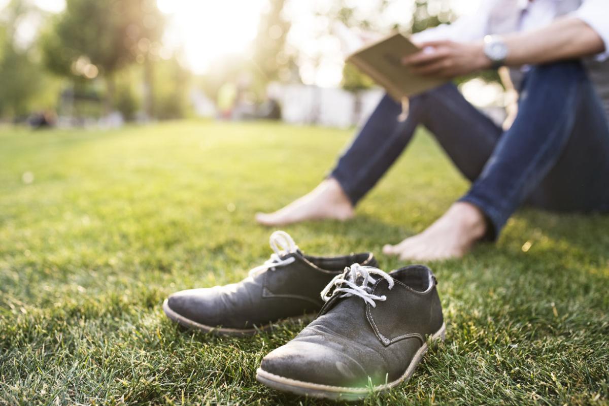 Person relaxing on the grass