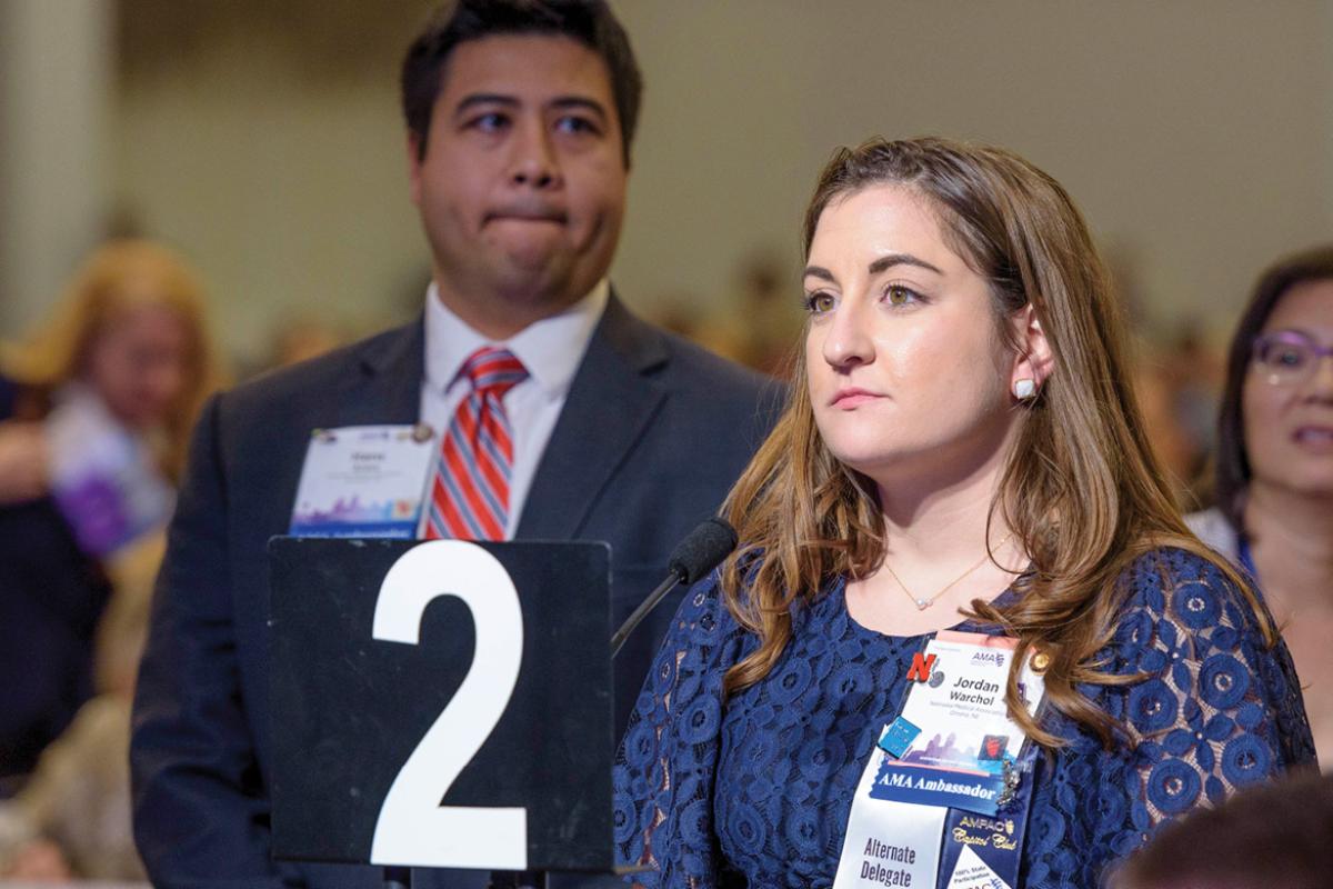 Alternate delegate Jordan Warchol at the 2019 HOD Interim Meeting