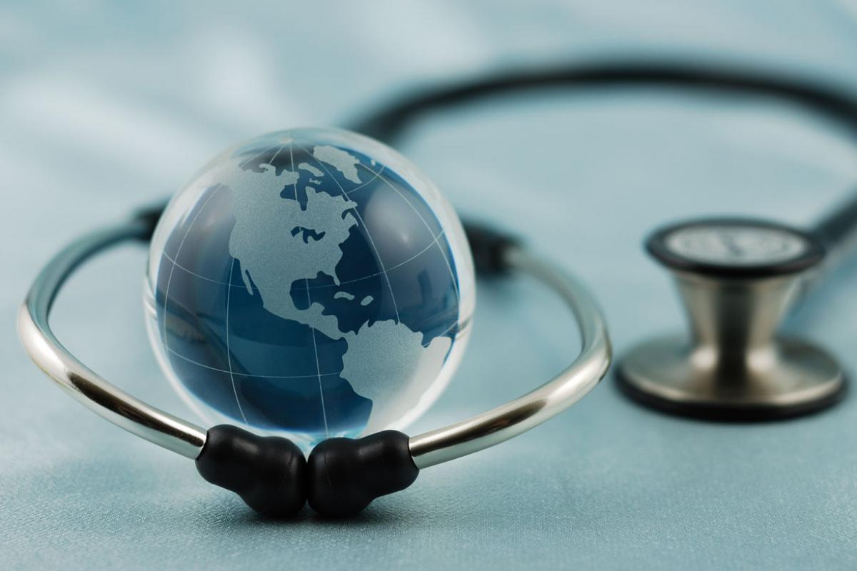 Stethoscope around a globe