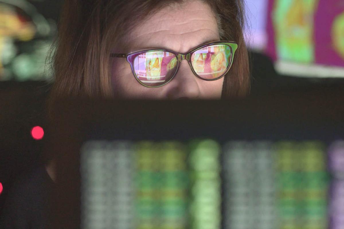Woman looking at computer