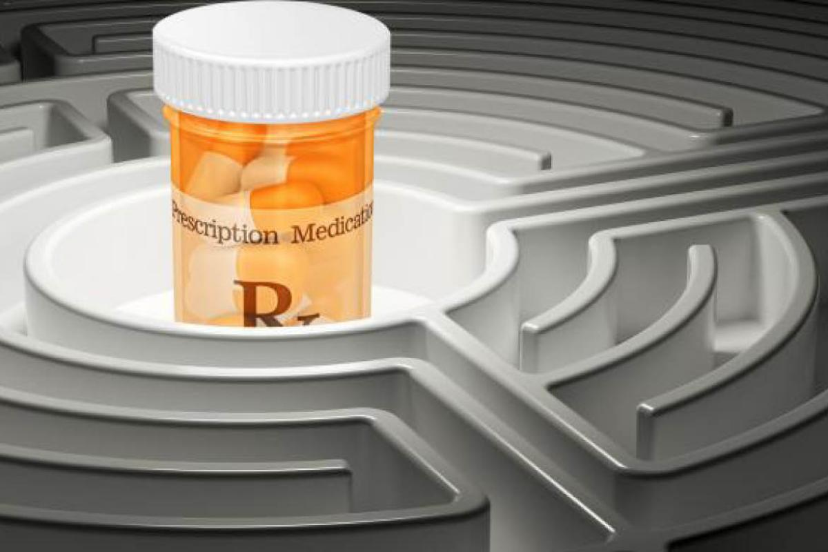 Prescription bottle in a maze