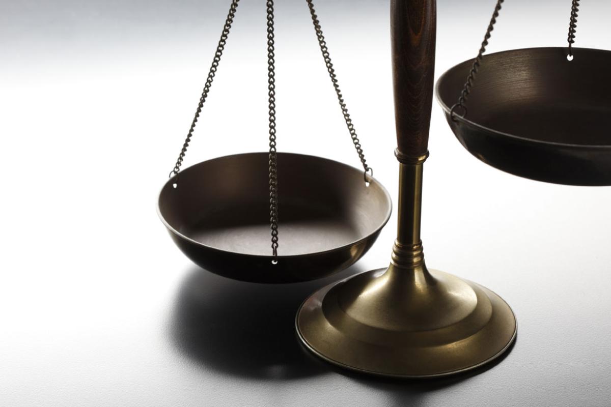 Closeup of scales of justice