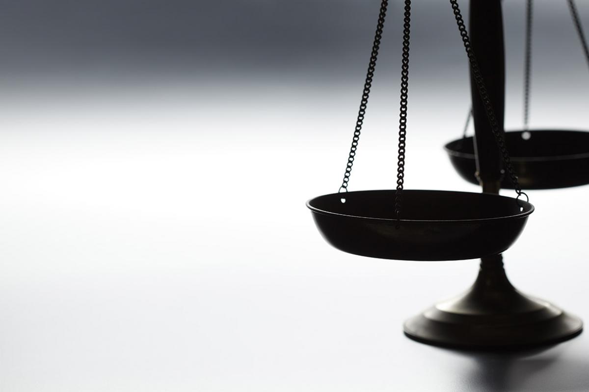 Tight shot of the scales of justice