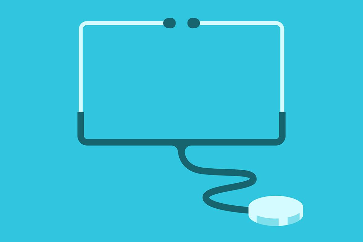 Stethoscope in the shape of a computer screen