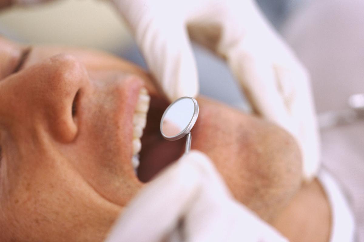 Open mouth and dental tools