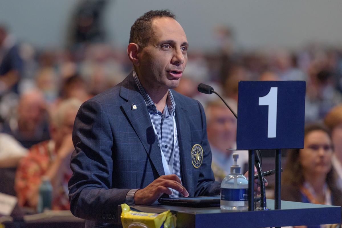 Delegate speaking at the 2022 Interim Meeting