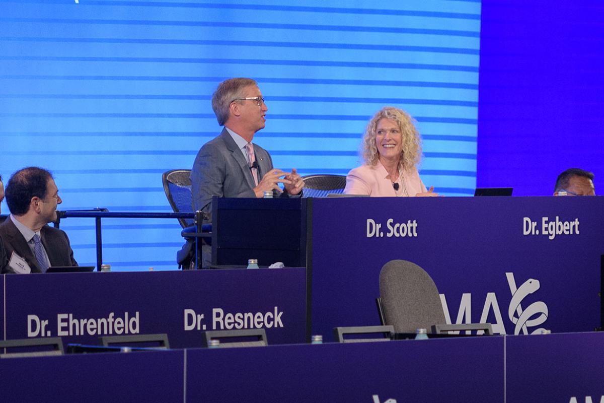 Speakers at the meeting of the 2023 AMA House of Delegates