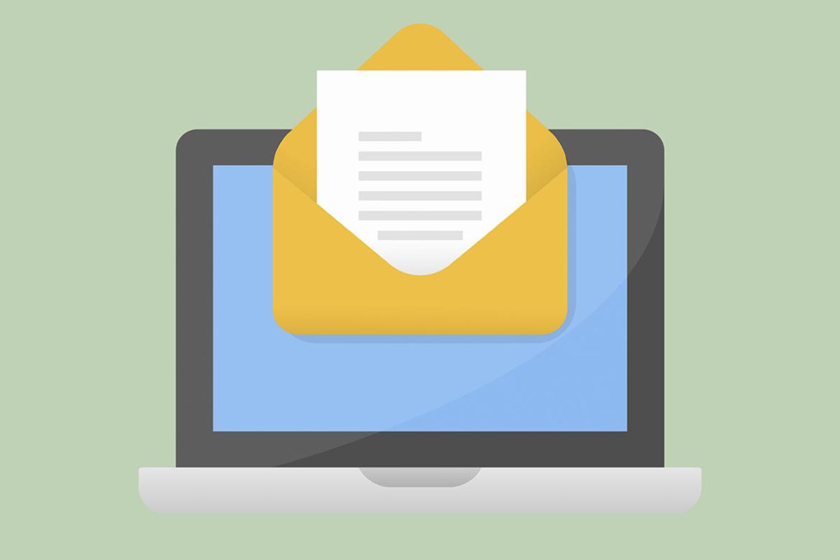 Email icon on a computer screen