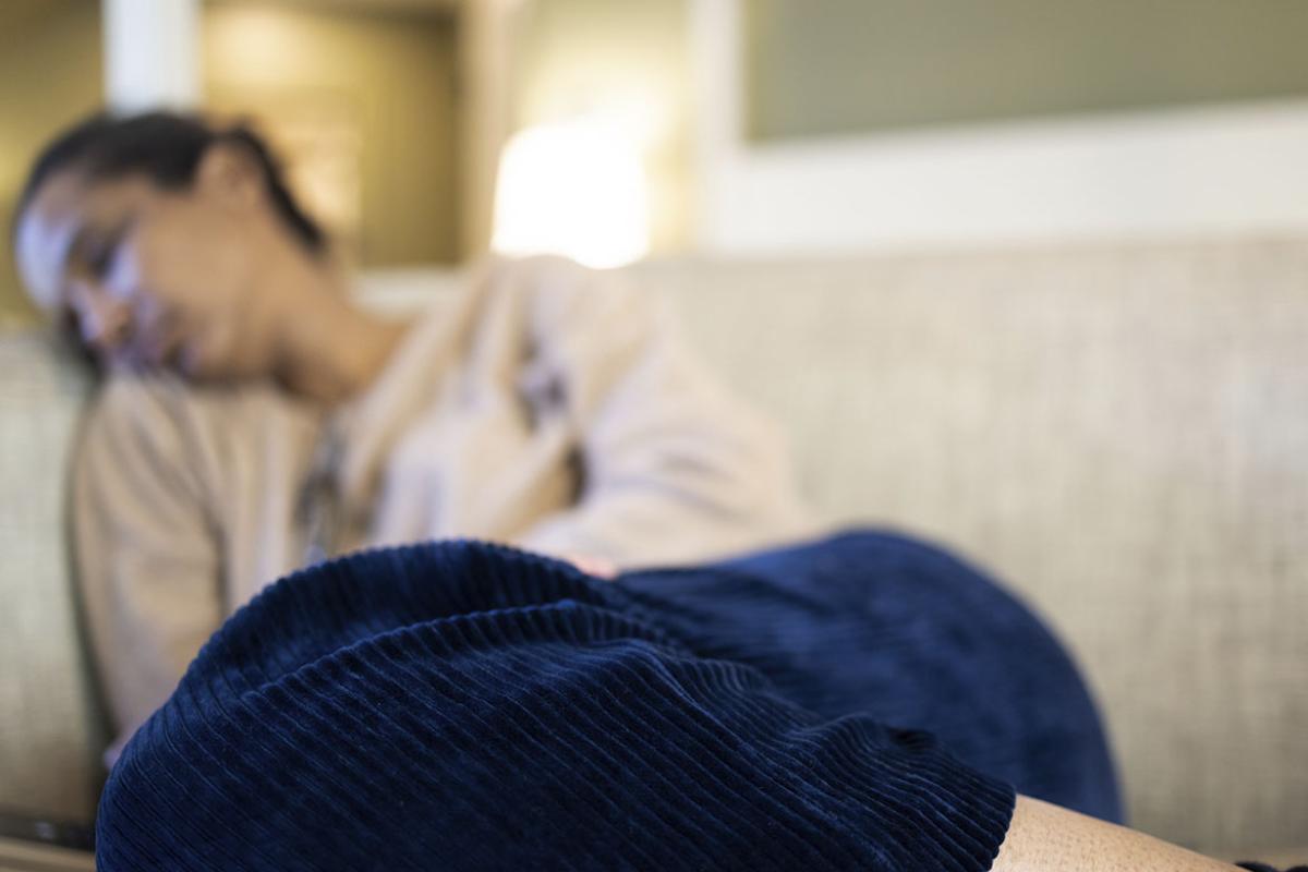 Sleeping person on a couch