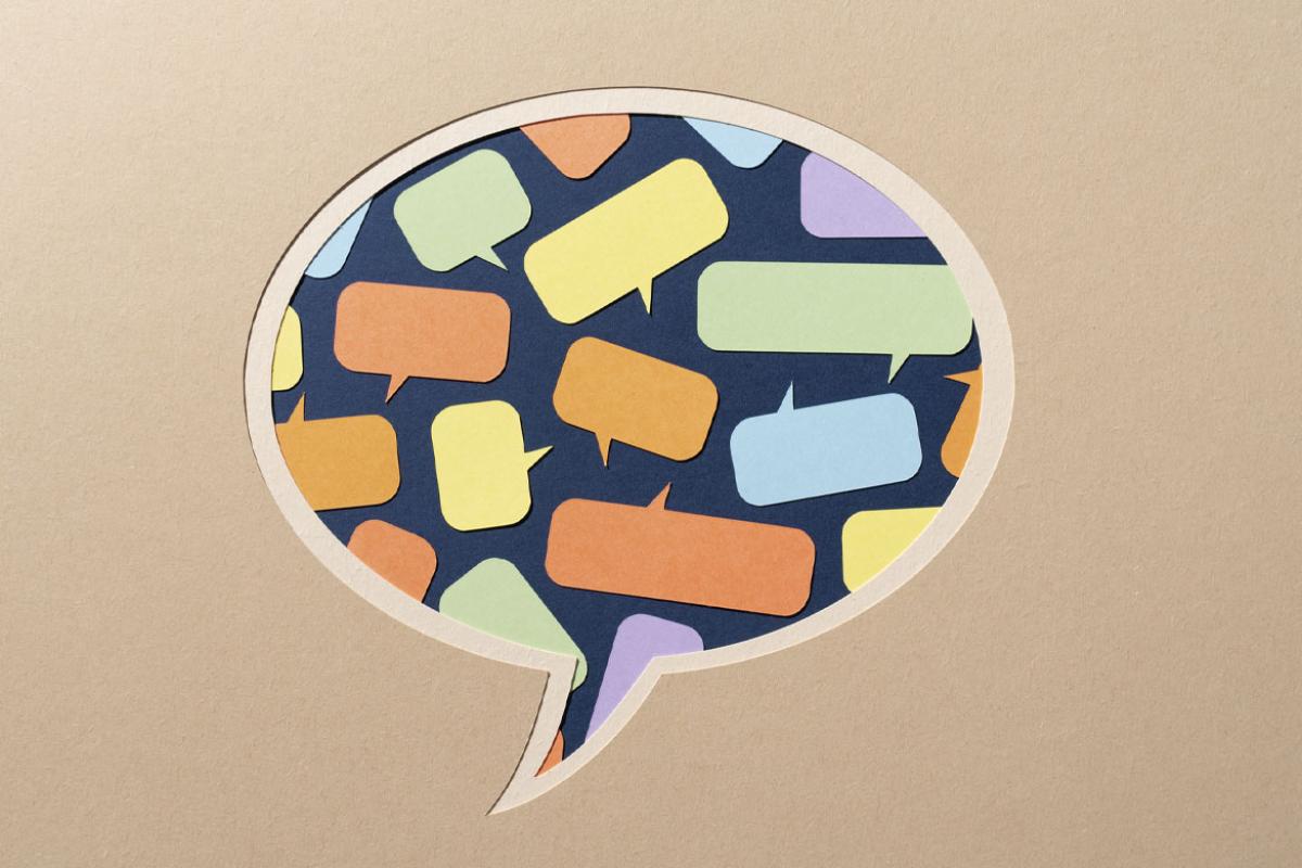 Speech bubble filled with smaller speech bubbles