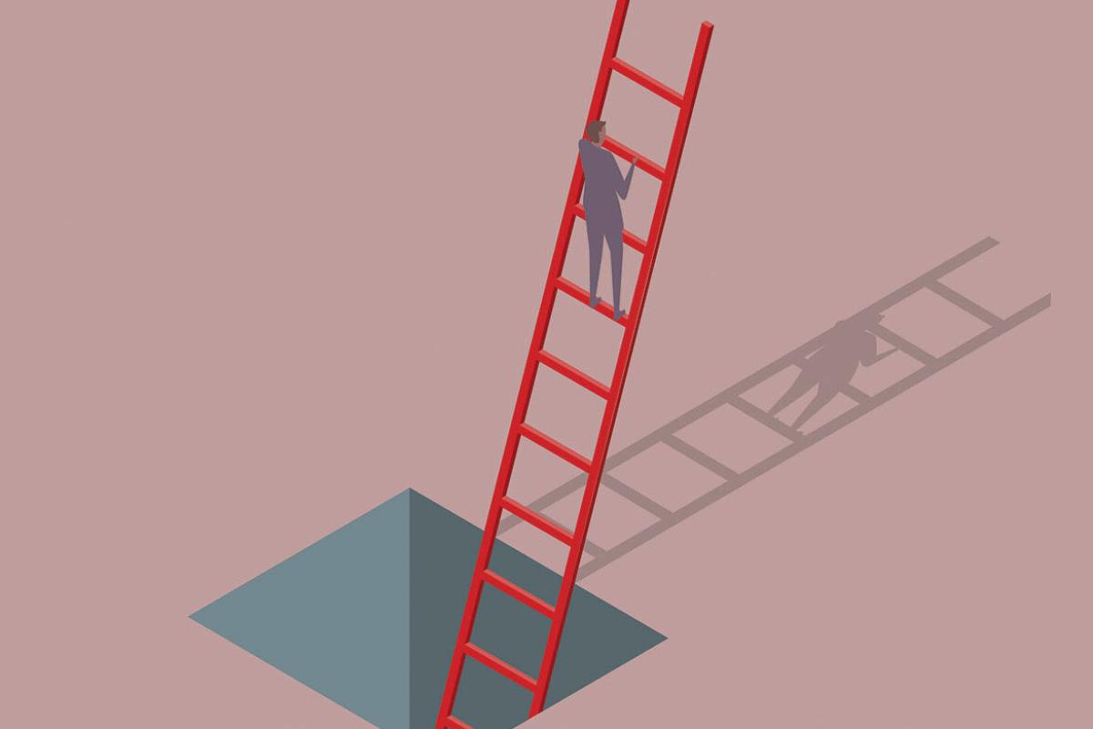 Person climbing a ladder