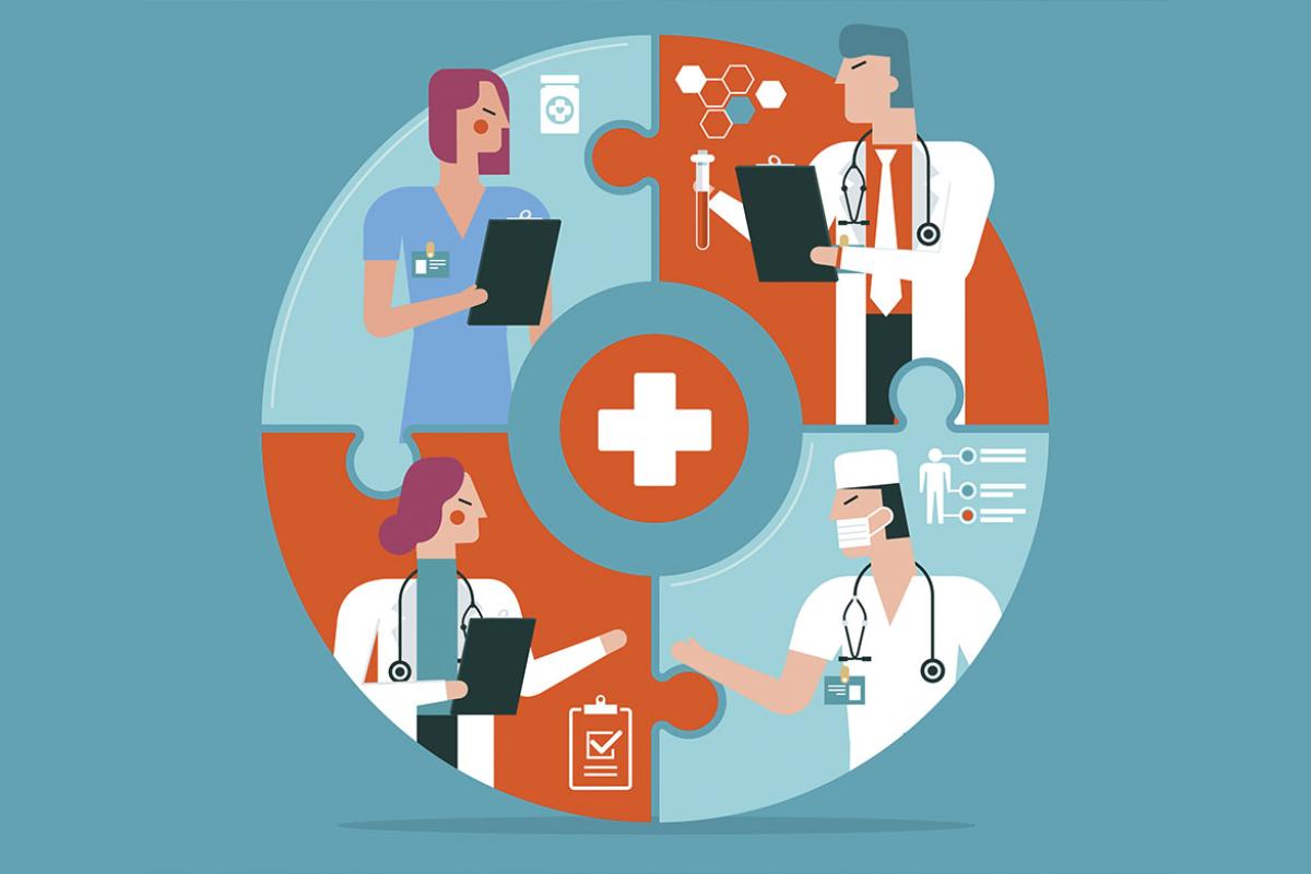 Doctors and nurses in health care team
