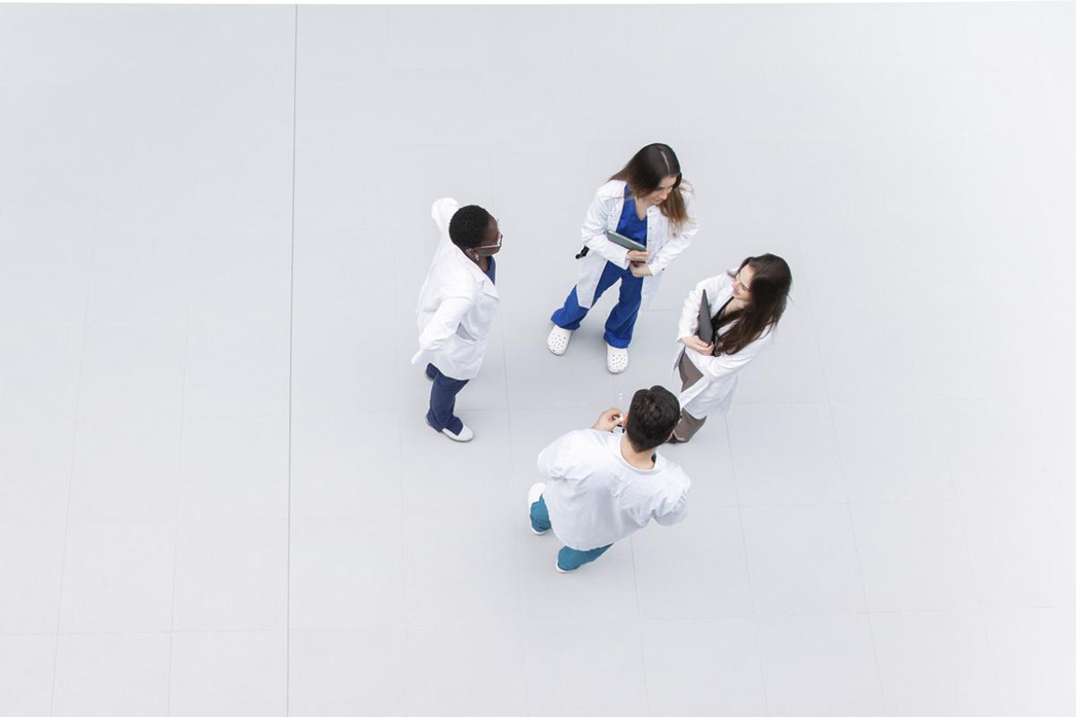 Group of health care workers in a discussion
