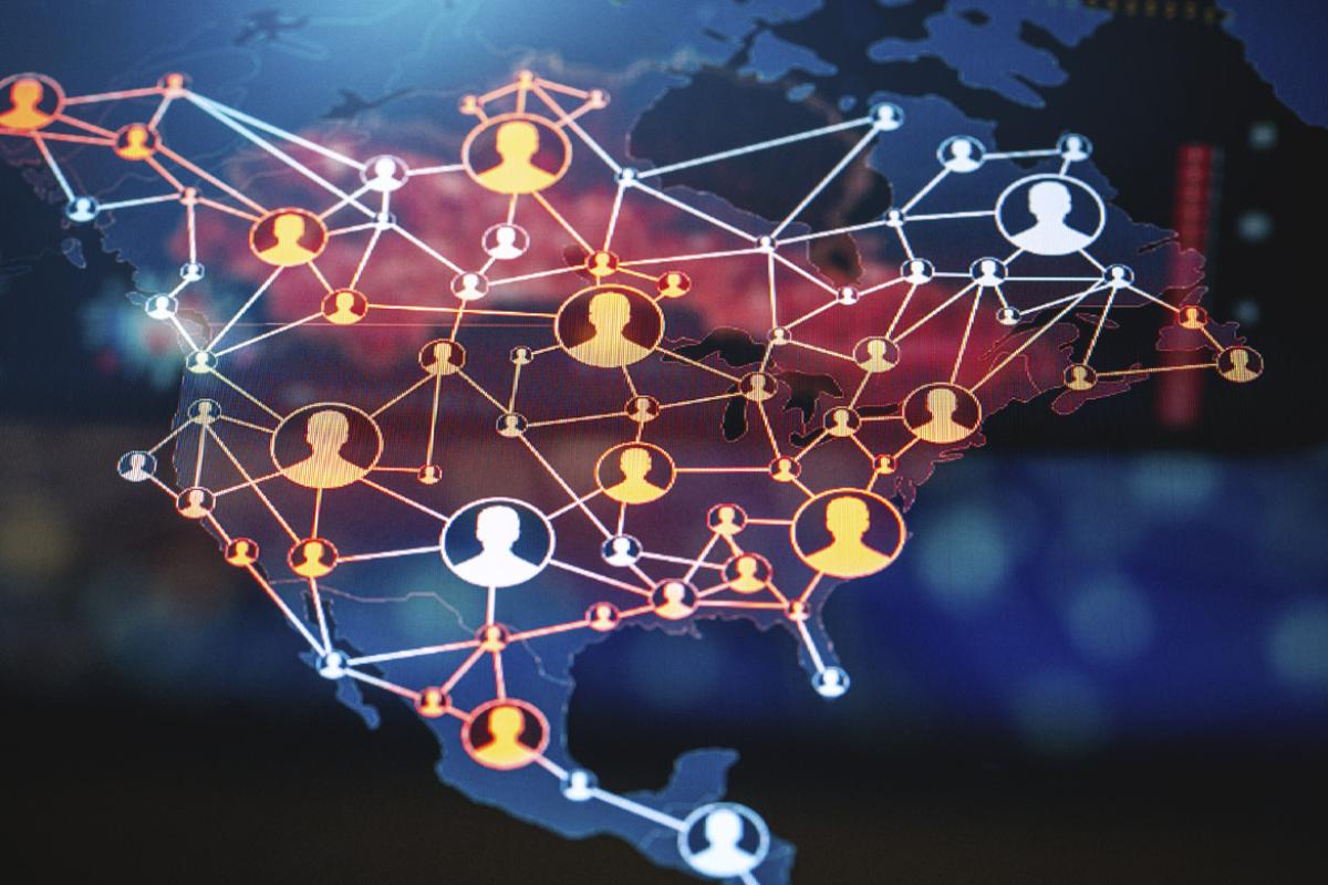 Profiles positioned as data points across a map of the U.S.