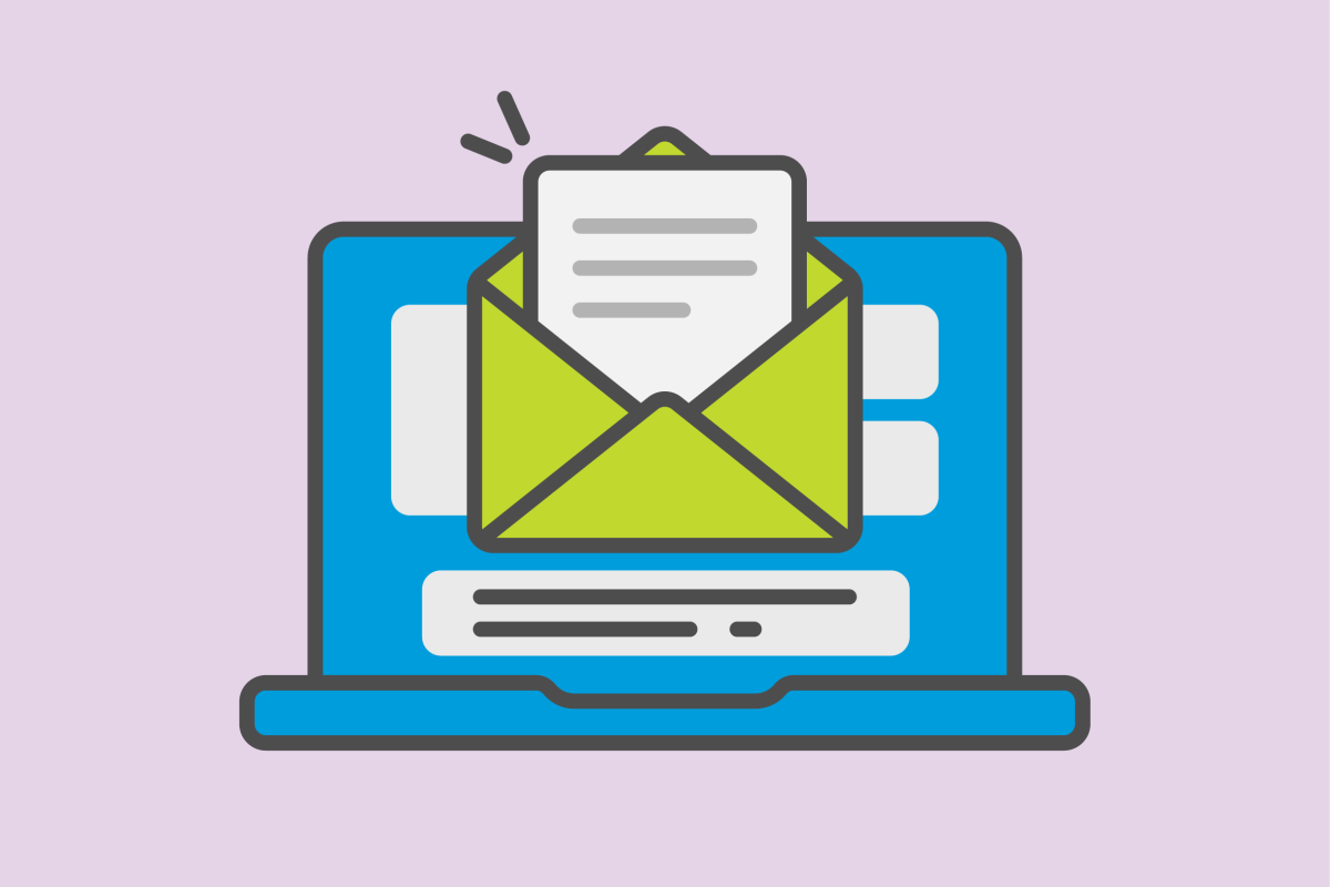 Open laptop with a mail icon